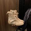 Cowhide~ Height increase cm Martin boots women's thick-soled short boots Wasteland wind triangle towel strap casual boxing boots
