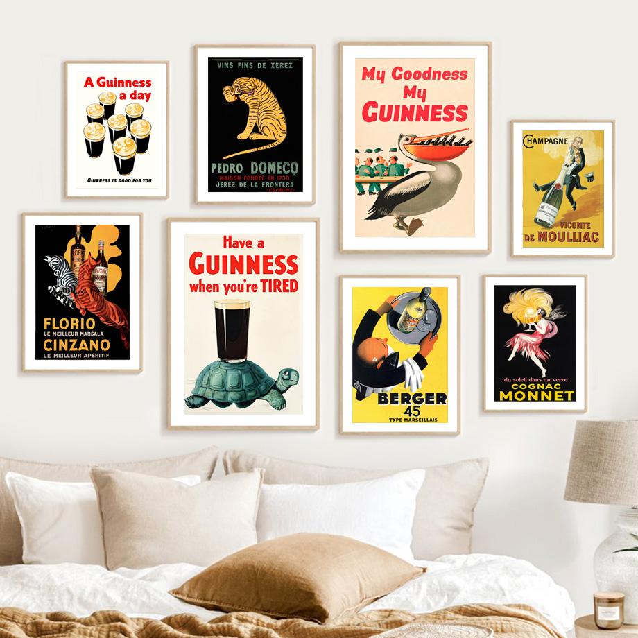 

Винтажная реклама алкоголя, пива Guinness, тигра, зебры, настенная живопись, холст, живопись, постеры и принты, настенные панно для декора гостиной, без рамки