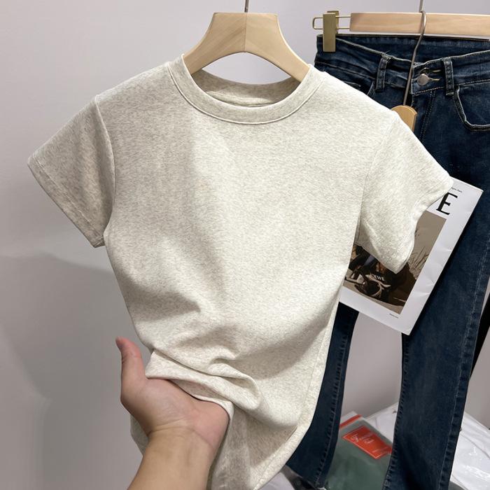 Damen Slim Fit Rundhals Kurzarm T-Shirt 2024