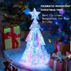 15' Holographic Christmas Tree with LED Lights, Prismatic Iridescent Desktop Decor for Kids, Girls, Families, Office Indoor Use