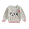 Toddler Girls Fall Sweaters Fashion Love Heart Letter Pattern Long Sleeve Crew Neck Baby Girls Knit Pullovers