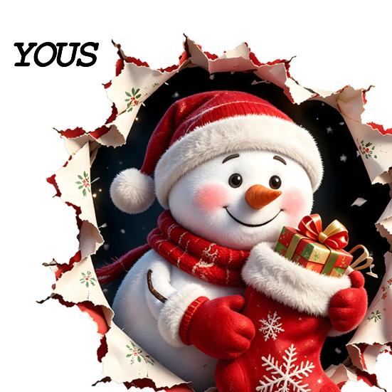 Removable Winter Themed Wall Art Christmas Toilet Decals, 3D Snowman Cover Sticker, Waterproof Funny Bathroom Seat Decor Sticker for Holiday Home Lid