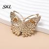 Lightweight Butterfly Pin Brooch Pin, 3D Design with Sparkling Rhinestones, Electroplated Strong Buckle Badge for Coats Shirts Bags Accessories