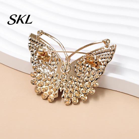 Lightweight Butterfly Pin Brooch Pin, 3D Design with Sparkling Rhinestones, Electroplated Strong Buckle Badge for Coats Shirts Bags Accessories