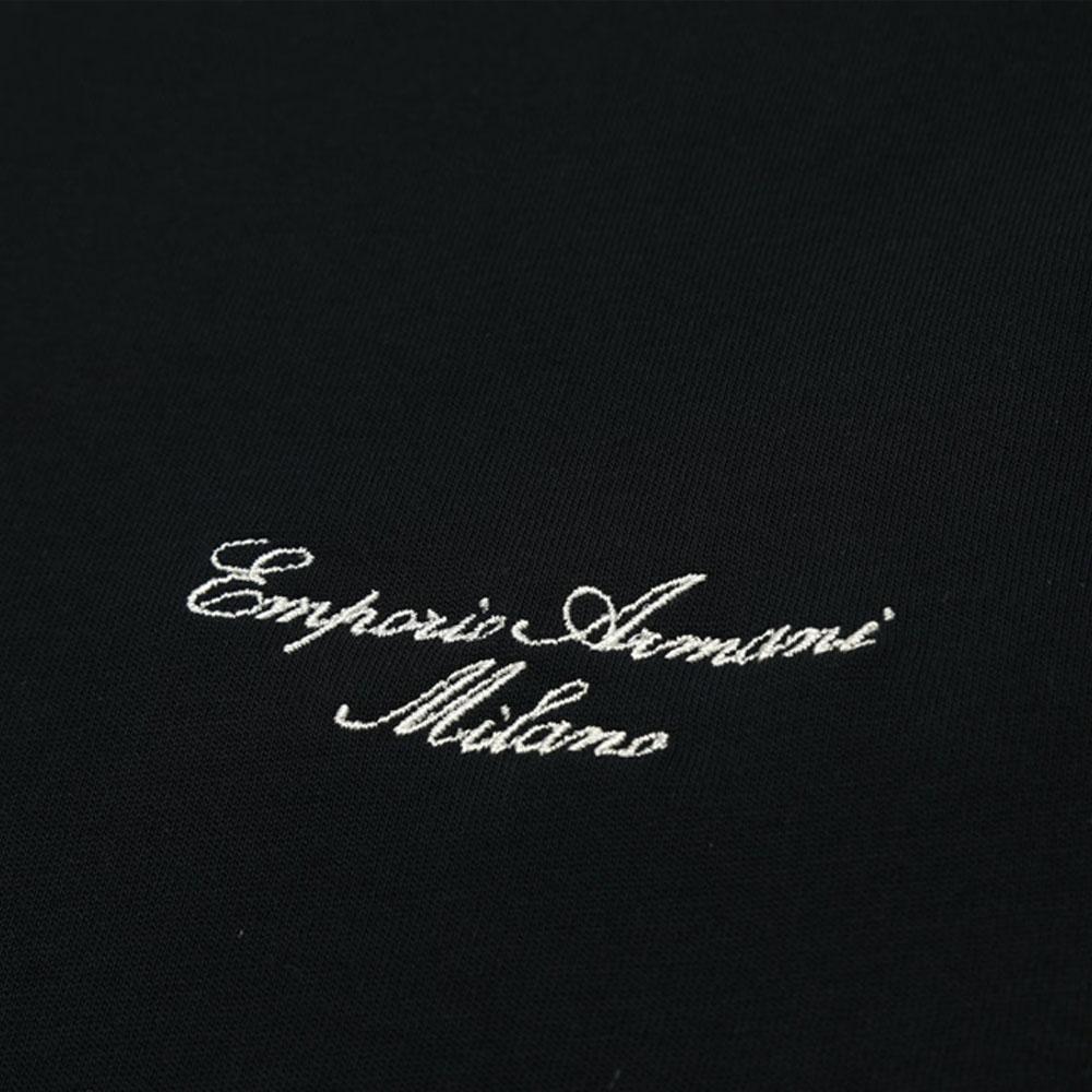 Emporio Armani SS25 Logo Embroidered Round Neck Loose Fit Short Sleeve T-Shirt Men Tops Dark-Blue EM001060-AF13715-UB118