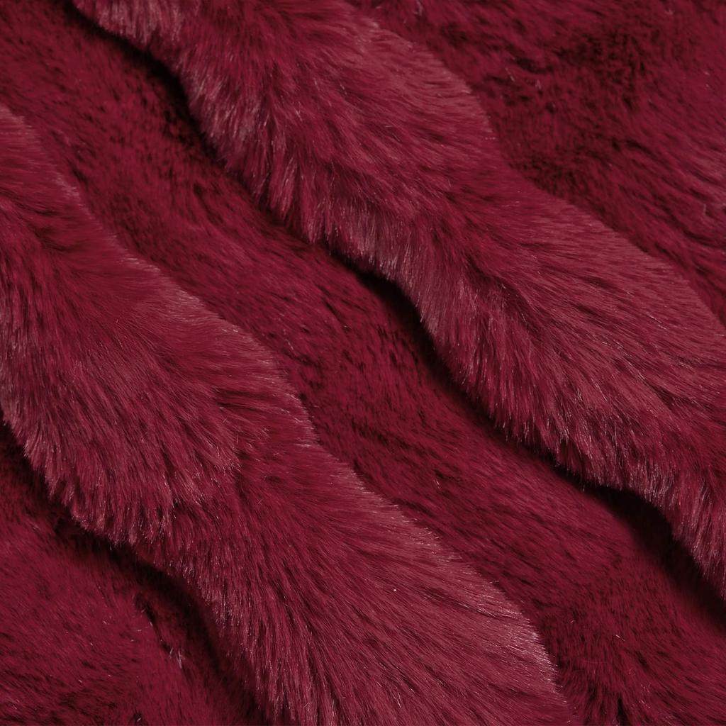 Non slip Artificial Rabbit Fur Blanket Olite Burgundy Red