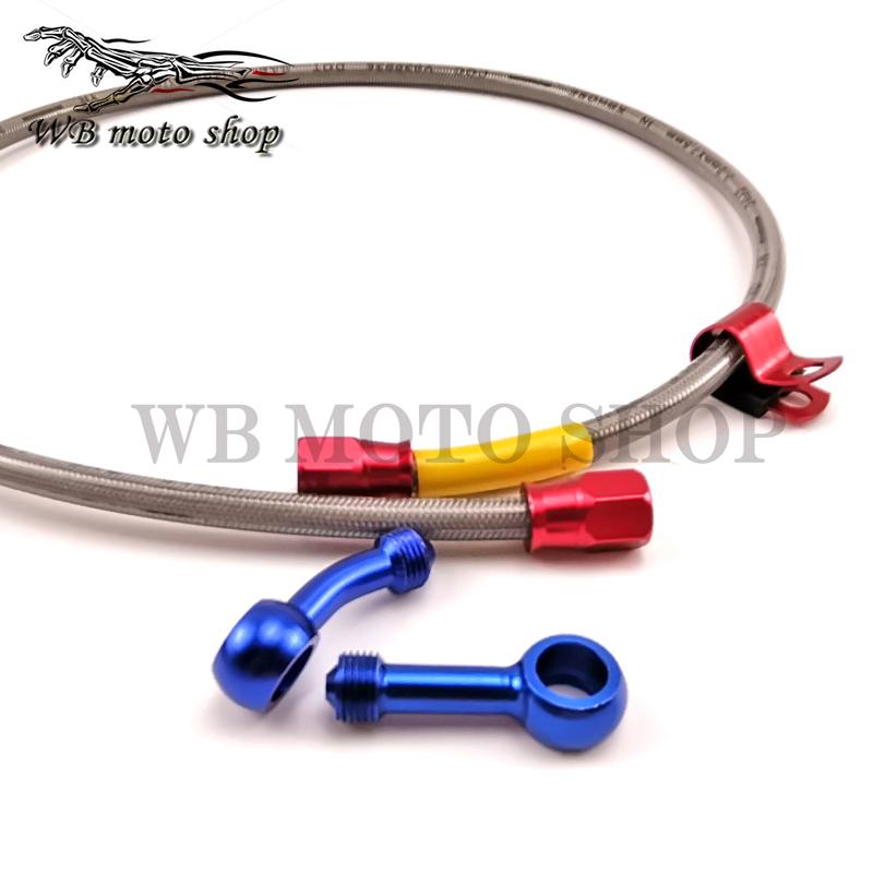 Universal Motorcycle Brake Hose Line Dirt Bike Braided Steel Hydraulic Reinforce Oil Hose 85cm Banjo for Honda DIO ZX yamaha JOG