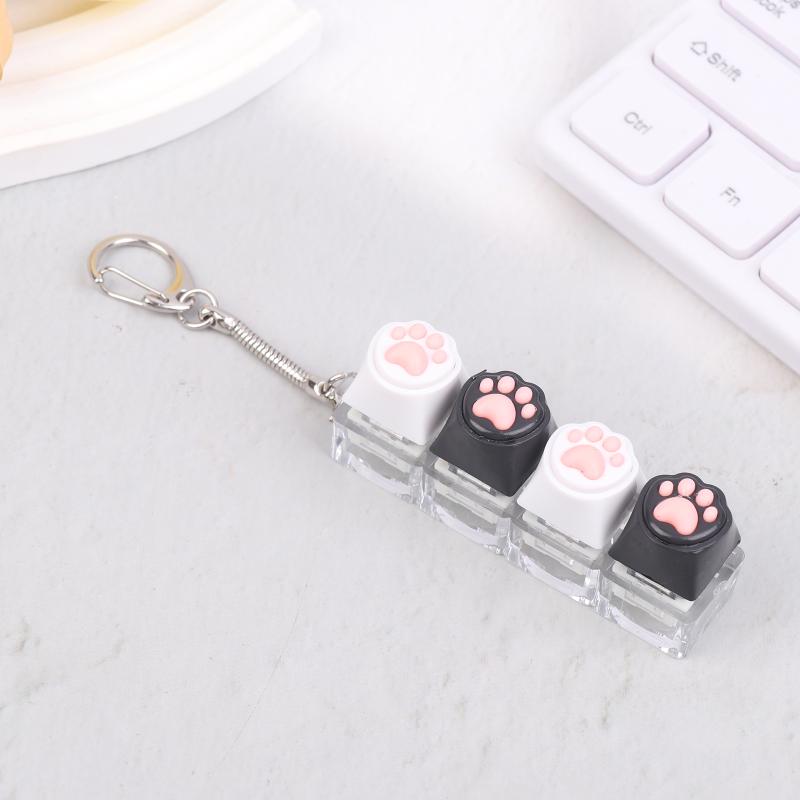 Silicone Cat Paw Keychain Stress Relief Toy For Keyboard Lovers Portable Keyring Gifts