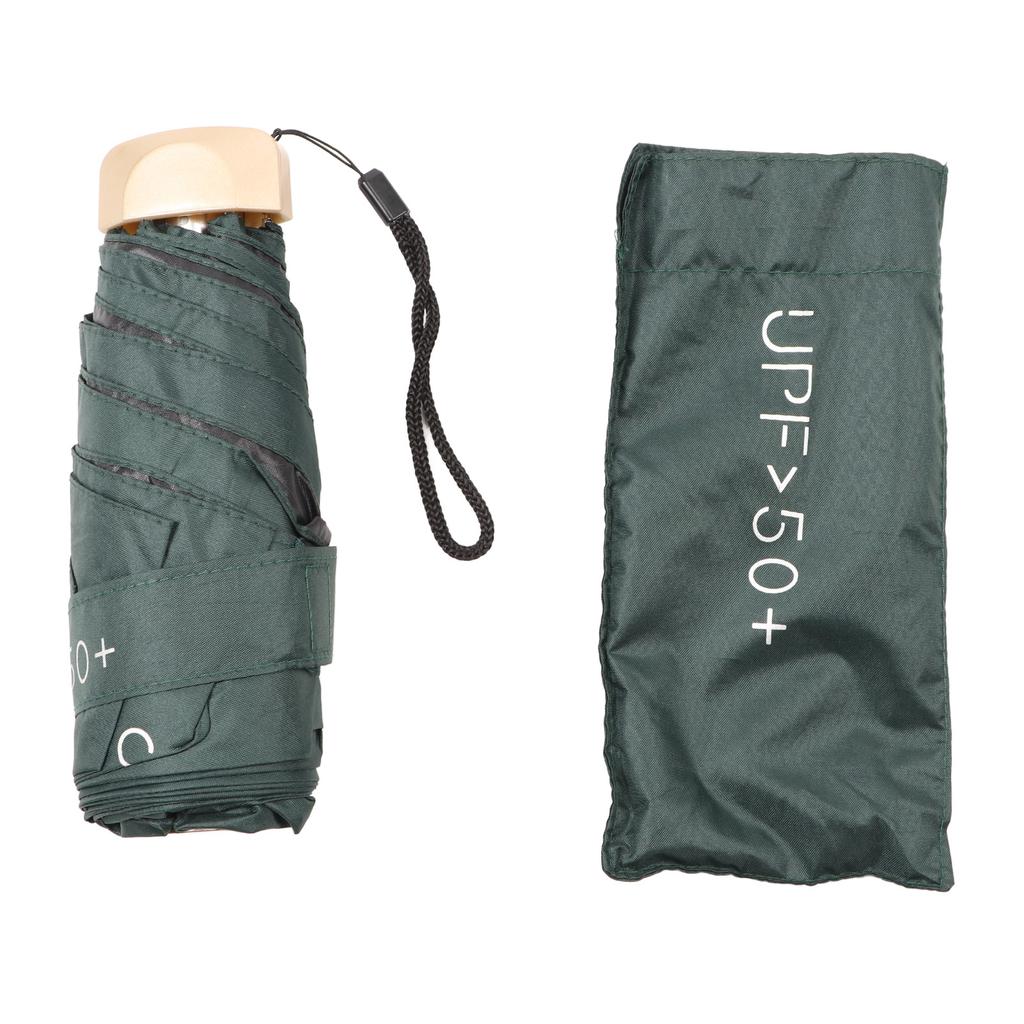 6 Ribs Umbrella Sun Protection UPF50 Impact Cloth Portable Folding Umbrella for Sunny Rainy Black