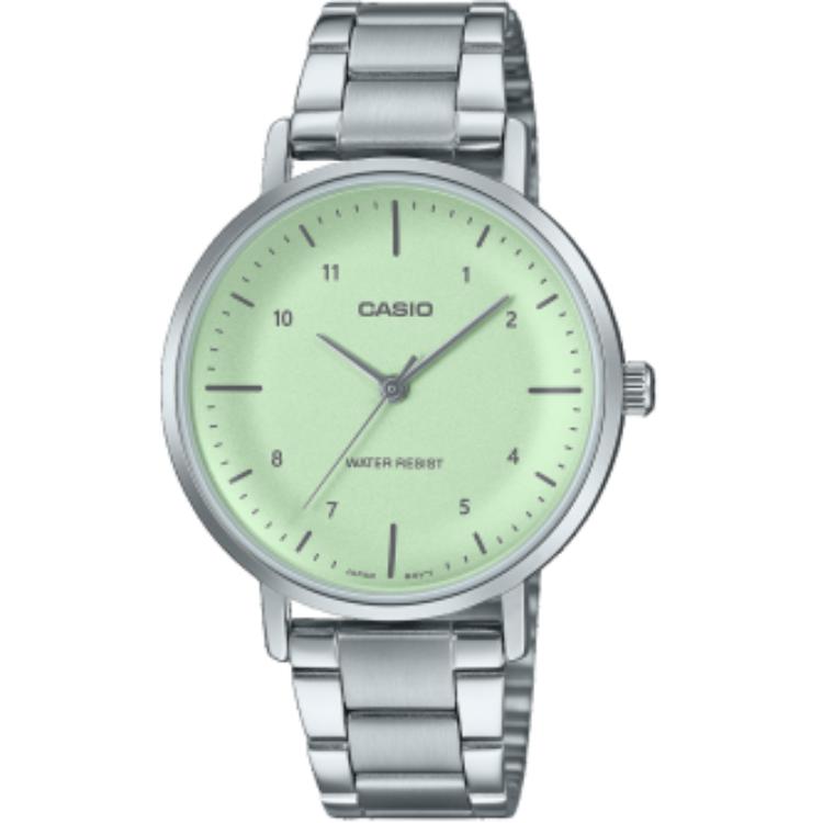 CASIO Quartz Movement Stainless Steel Strap Watch Unisex Green Dial LTP-VT03D-3B Green Dial