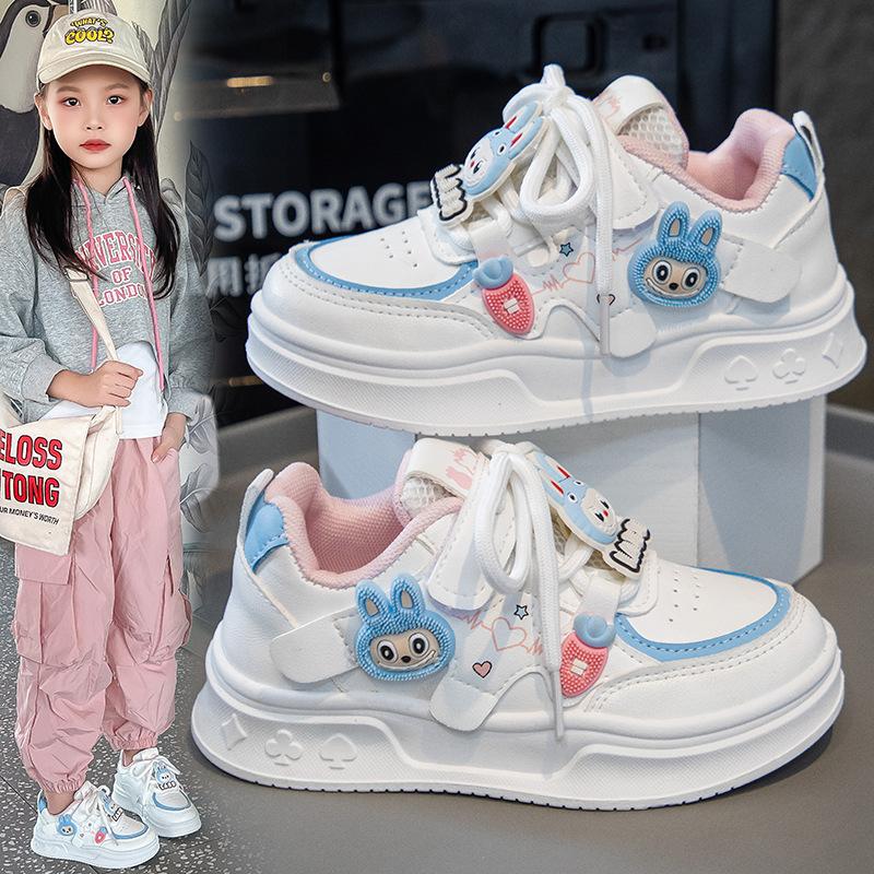 Girls Shoes Children's Board Shoes 2025 New Casual Spring and Autumn Sports Shoes Soft Sole Princess White Shoes Girl