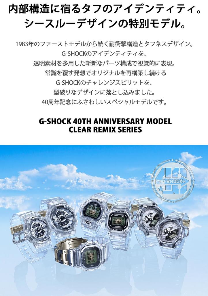 Casio G-SHOCK 40th Anniversary Clear Remix DW-6940RX-7JR Men's Watch, Clear