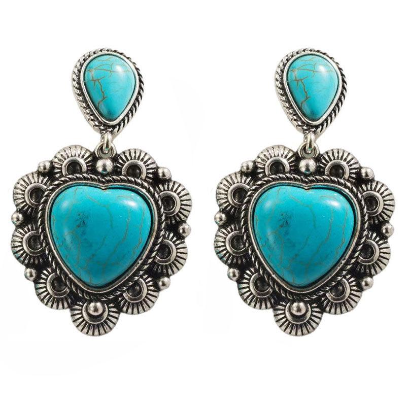 Premium Turquoise Love Earrings Premium Retro Bohemian Earrings Personality Trend Party Earrings