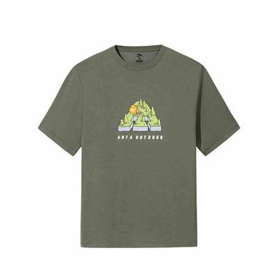 Outdoor Series Letter Round Neck Breathable Versatile Short Sleeve T-Shirt Men Tops Pure-White 952526101-5