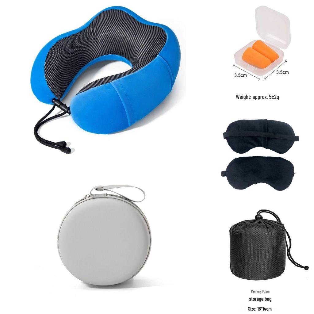 U-shaped Pillow Gift Set: Includes Eye Mask, Earplugs, Storage Bag. Customizable with Logo for Corporate Gifts.