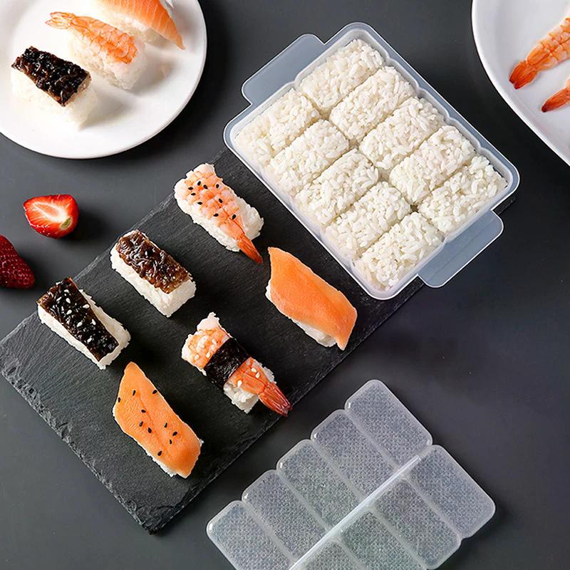5/10 Fächer Reiskugelform Sushi Antihaft-Druck-Aufbewahrungsbox Mittagessen Werkzeug DIY Hausküche Klare Onigiri Formen