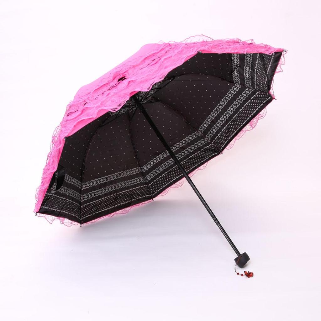 Five-Layer Floral Lace Sun Protection Umbrella - Folding Dual-Use for Sun and Rain