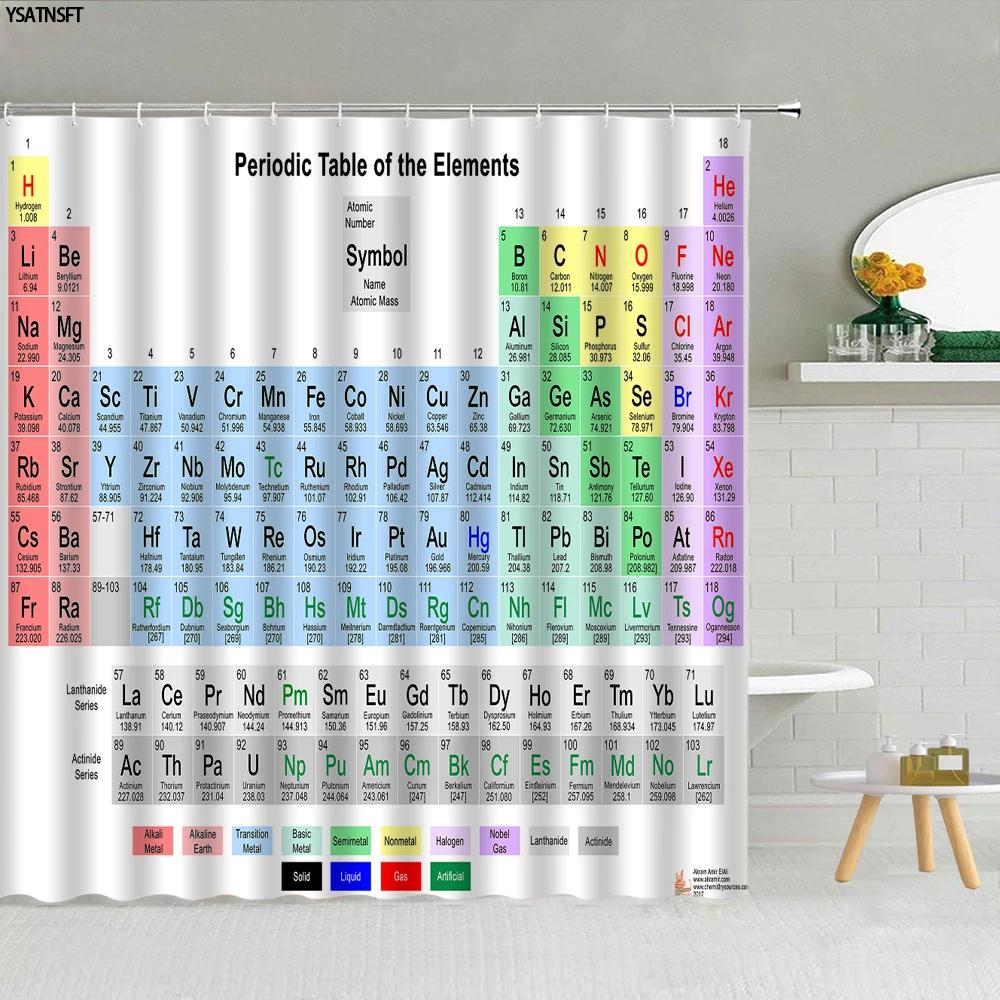 Creative Element Periodic Table Shower Curtain Modern Style Chemical Digital Pattern Bathroom Supplies Cloth Curtains Decoration