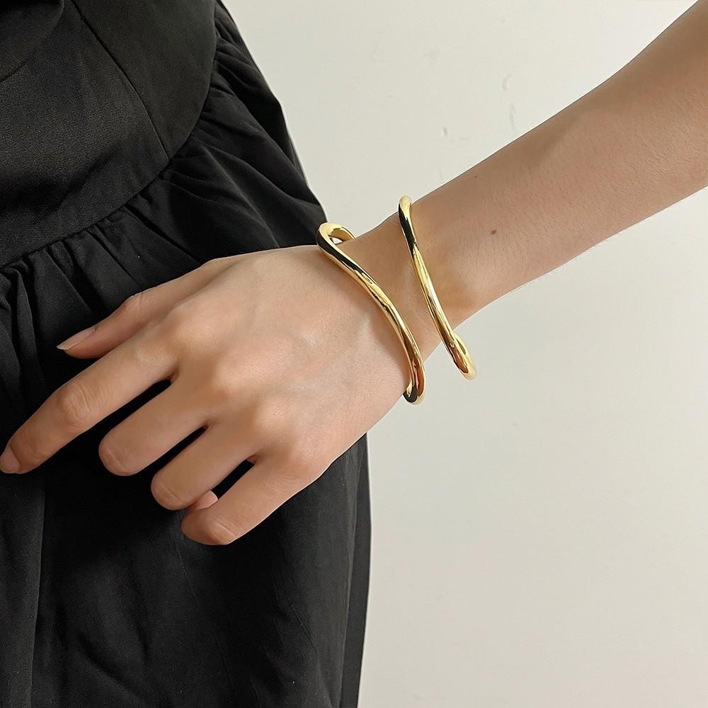 Double-layer Metal Cuff Bangles Europe American Style Exaggerated Bracelet  Decoration