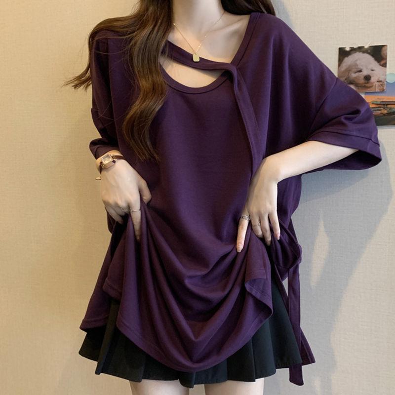 

Summer Hollow Out Loose T Shirt Round Neck Short Sleeve Solid Color Pullovers Trend Casual Fashion Women S
