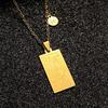 Stainless Steel Zodiac Tarot Card Necklace - Retro Square Pendant Clavicle Chain for Women