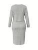 European & American Plus Size Women's Autumn/Winter Fashionable Bodycon Skirt & Coat Set
