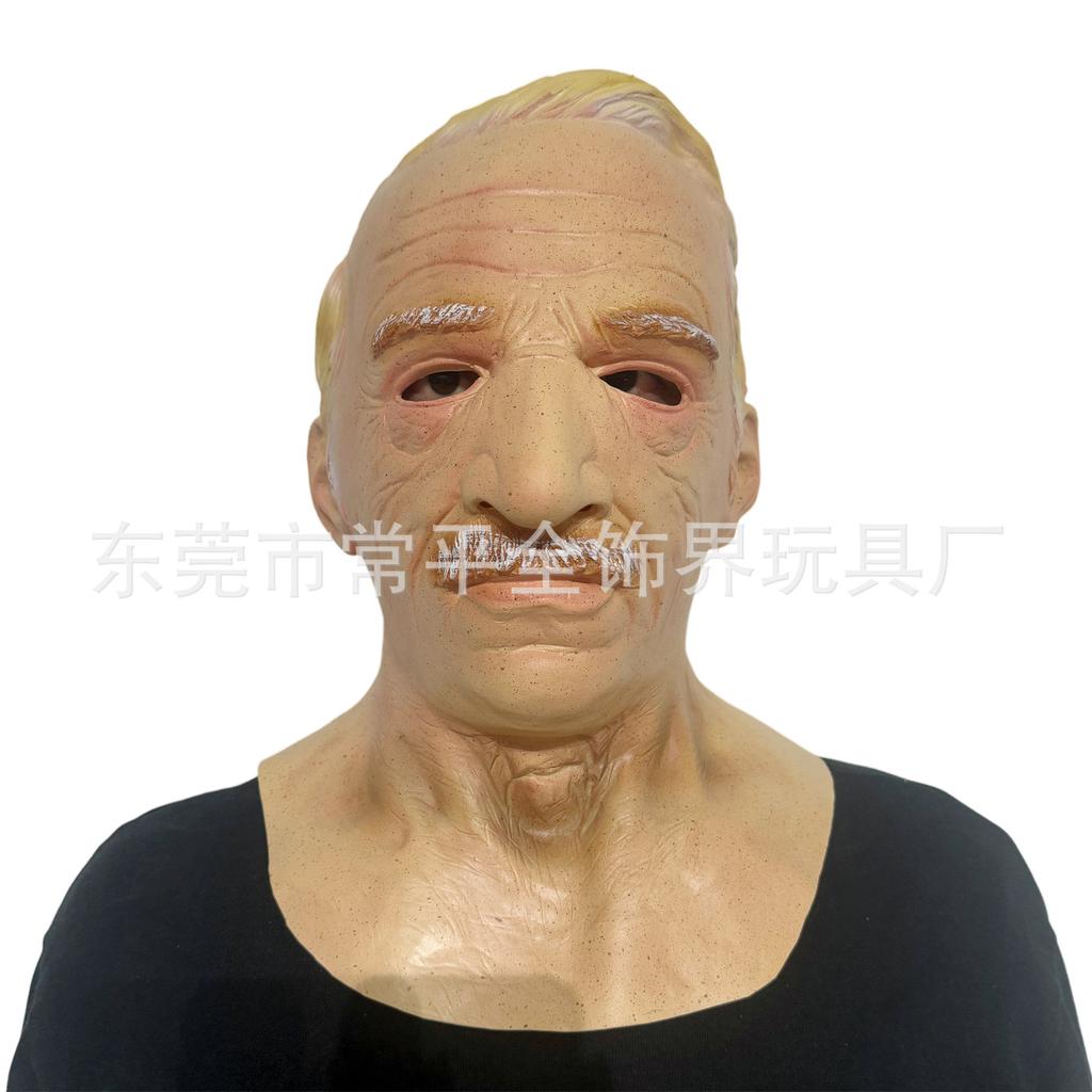 New Halloween Grandpa Wig and Mask Set Bald old man's terrifying mask
