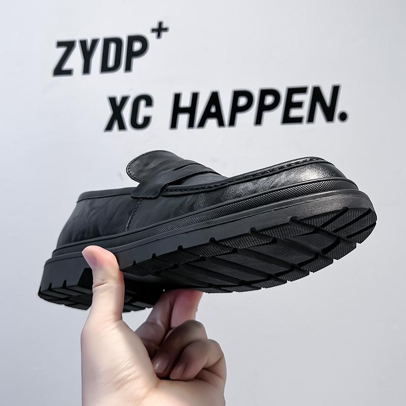 New men's casual trend leather shoes platform heightening versatile leather lazy one-pedal business men's shoes 3512-A