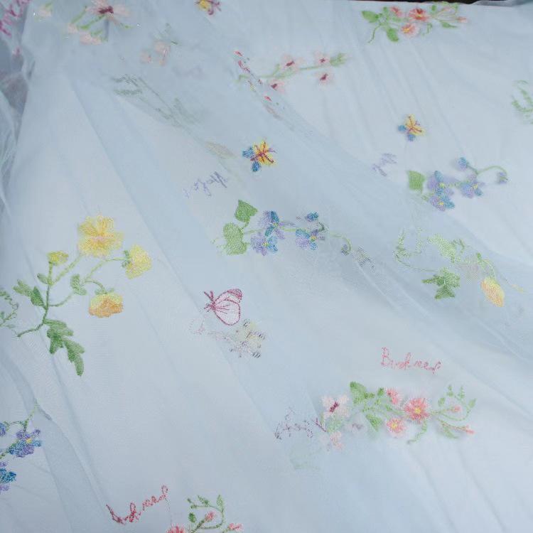 European Embroidered Multi-Color Floral Tulle Wedding Dress