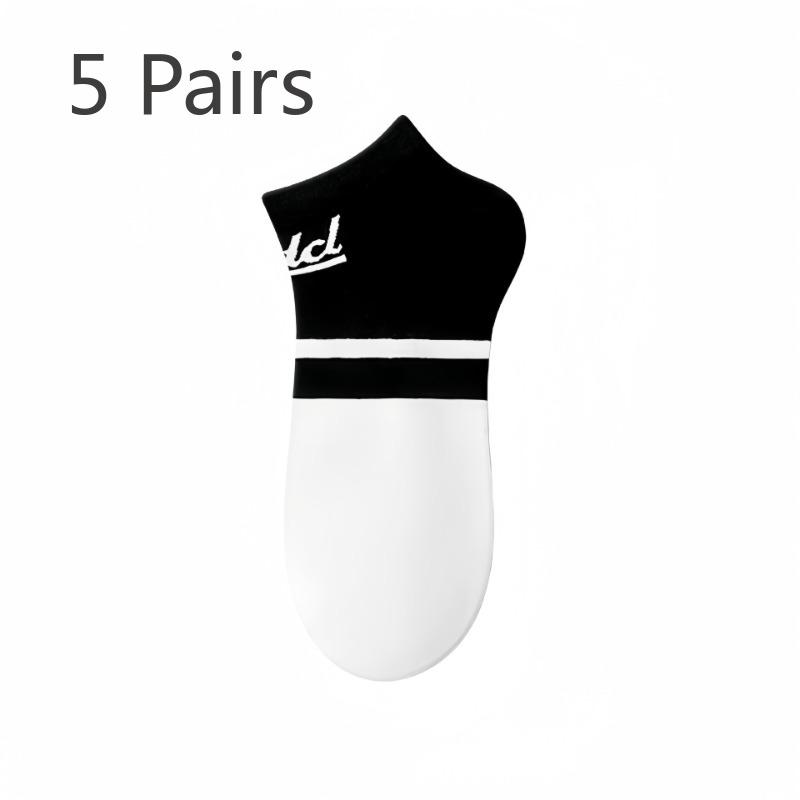 5 Pairs of Men's Summer Thin Pure Cotton Youth Sports Deodorant Socks