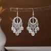 Ethnic Miao Silver Tassel Earrings - Retro Long Dangle Scenic Studs for Women