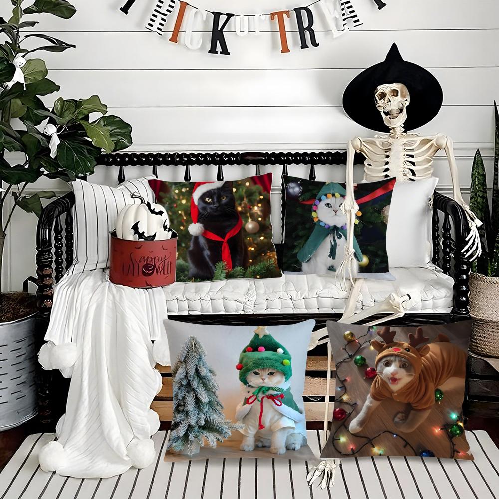 Fantasy And Quirky Animal Christmas Second Pillow Case Silky Short Plush With Invisible Zipper Dustproof Sofa Cushion Cover