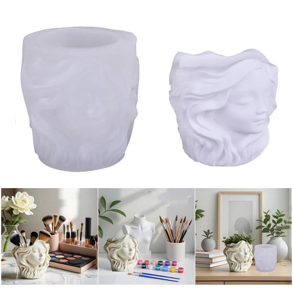 DIY Girl Flower Pot Silicone Mold For Resin Cement Crafts Unique Handmade Gift Home Decoration Jewelry Holder