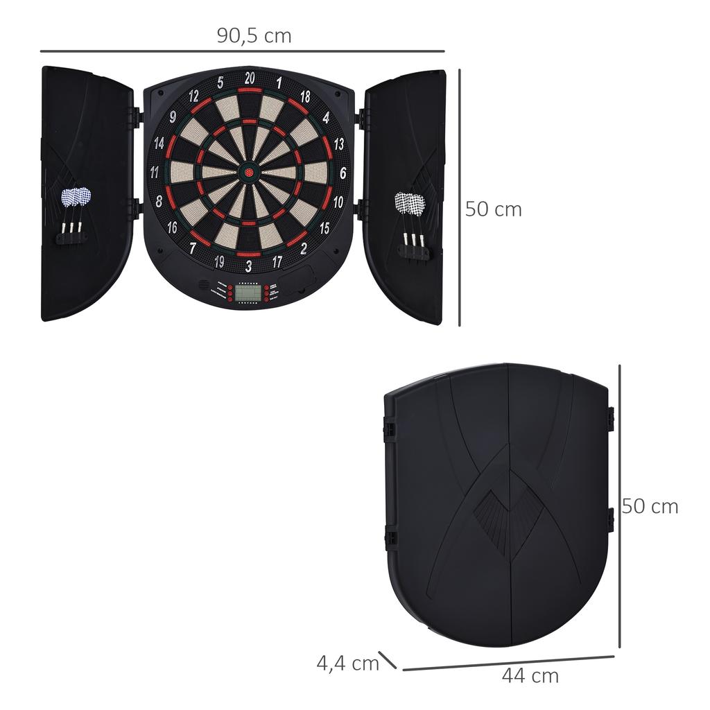 Electronic Dartboard with Voice Announcements English Voice LED Displays 6 Darts 26 Games 185 Variants Dart Machine with Door Dartboard Set for up to