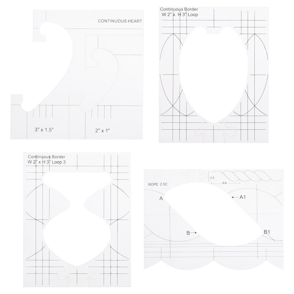Buy 4Pcs Acrylic Quilting Templates Sewing Machine Template Ruler Set ...