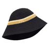 Flat Brim Hollow Straw Cap Breathable Sun Hat Simple Wide Brim Bucket Hat  Beach Vacation