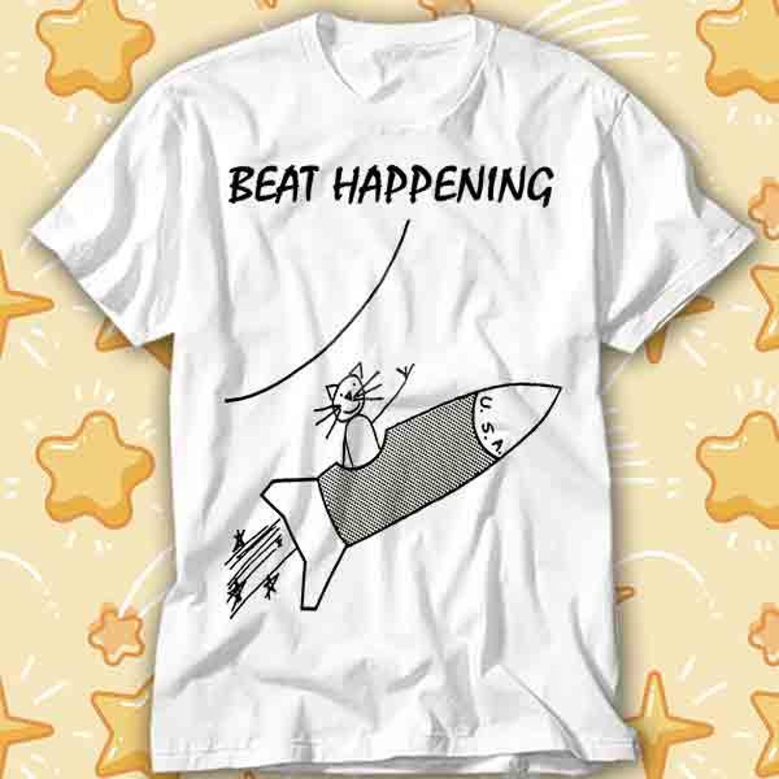 Beat Happening Cat And Rocket Rock Music T-Shirt 503 S