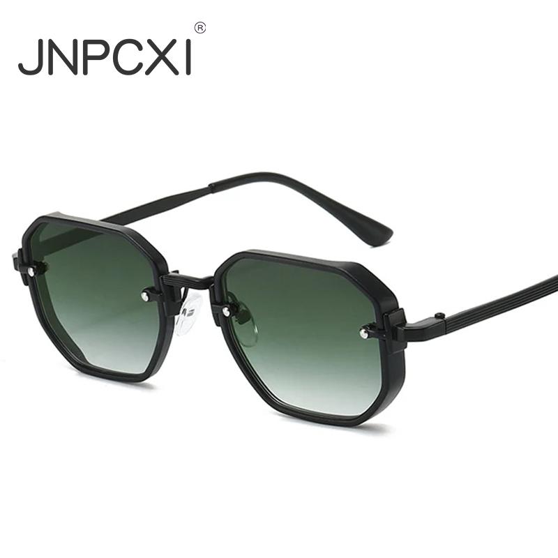 New Fashion Square Sunglasses Men Punk Shades UV400 Retro Metal Trending Gradient Women Sun Glasses