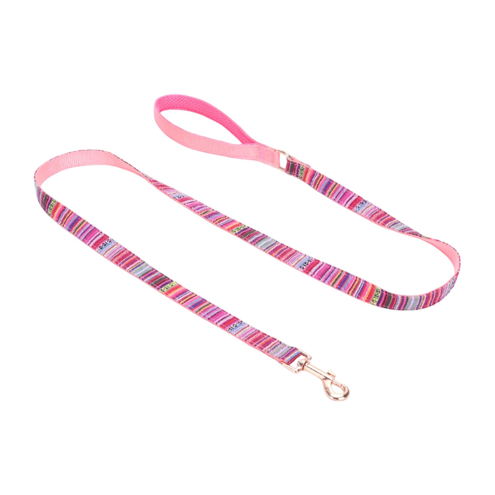 Набор ошейника и поводка для собаки, Богемный полосатый и клетчатый поводок, Этнический поводок для питомца. One Size розовый