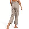 Women's Fashionable Loose-Fit Pocket Cotton-Linen Blend High-Waisted Wide-Leg Pants Casual Cropped Trousers