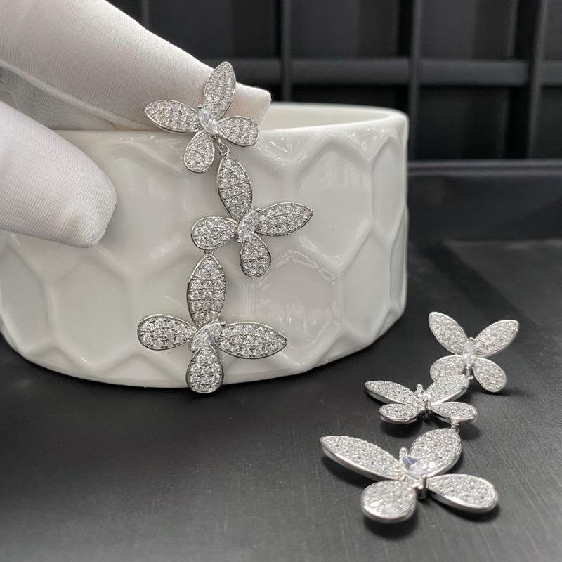 Gica Gema New Jewelry S925 Sterling Silver Butterfly Shape Fashionable Flower Smart Long EarringsFor Women Fine High Grade Jewelry Gift