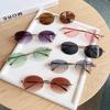 D House Elliptical Frameless Sunglasses With Pink Uv400 Protection For Travel And Fashion