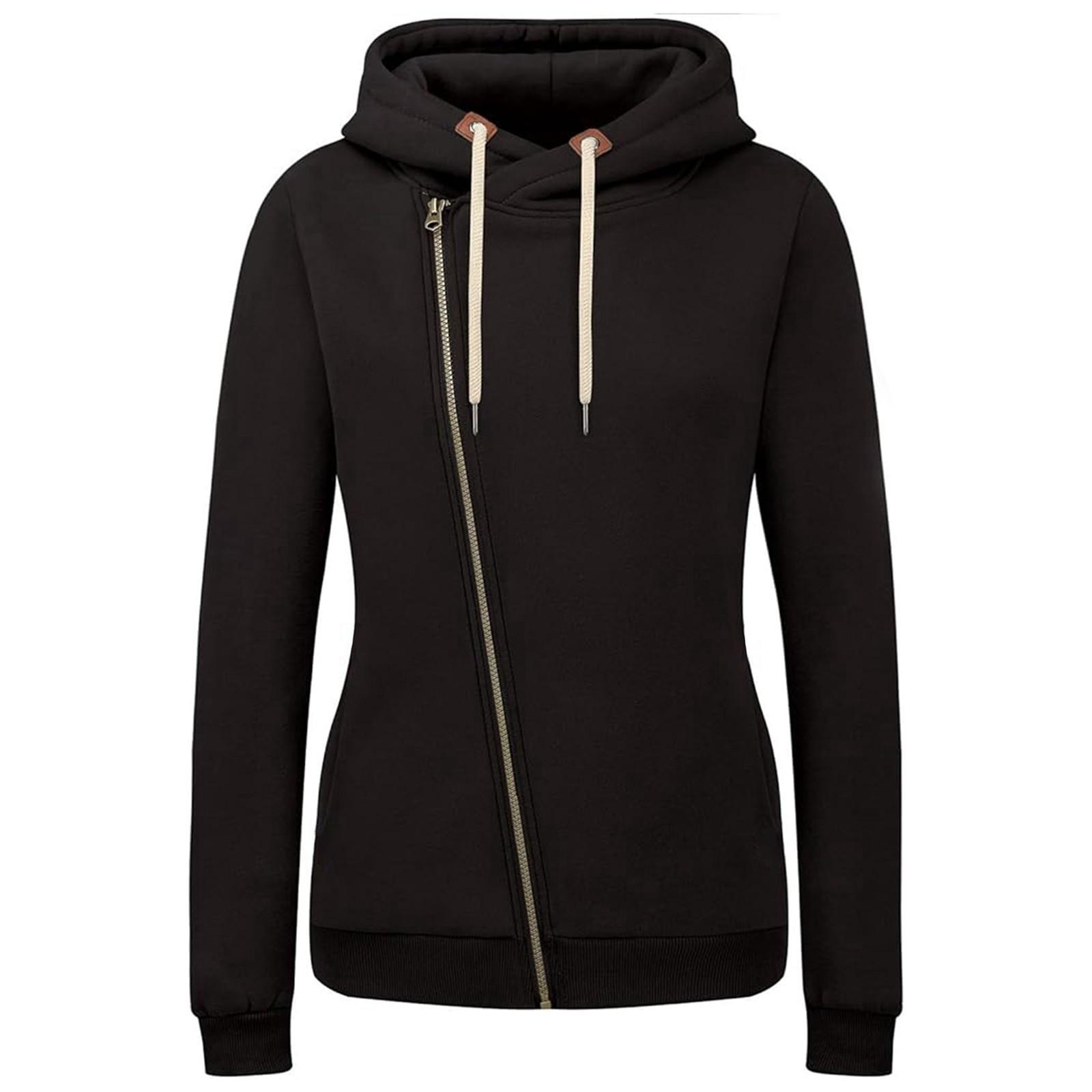 

Women s Pocket Hoodies Ladies Color Zipper Hoodies S чёрный