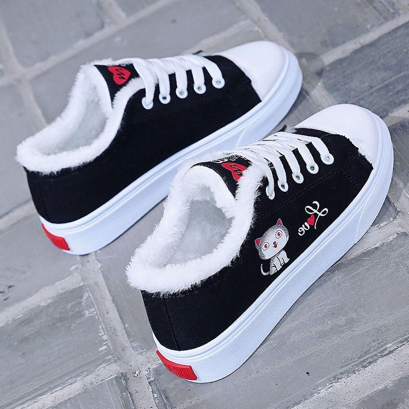 Ladies Footwear Plus Velvet High On Platform Cotton A Vulcanized Shoe Korean Original Stylish Quality Women's White Shoes Deals