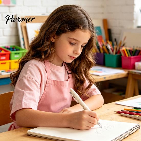 Eco Friendly Material Pens Straw Printed Ballpoint Pen, Smooth Writing Cream Colored Creative Stationery, 0.5mm Unique Handheld Fine Point Ink Pen for