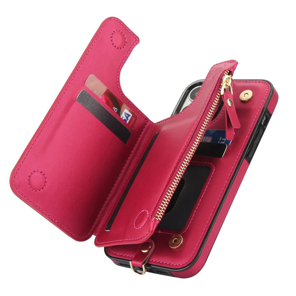 Wallet Case for iPhone 14/13/12/11 Pro Max 14 Plus/13/12 Mini/7/8/SE 2025 with Card Slot Holder, Magnetic Flip Folio Purse Case