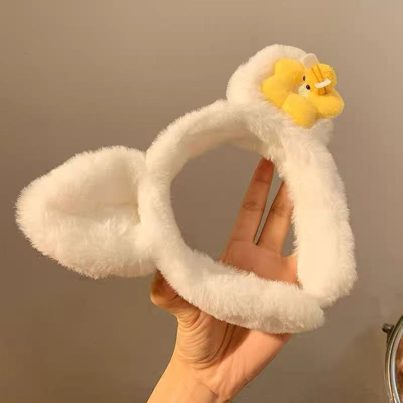Cute Cartoon Cat Ears Plush Headband for Women - Perfect for Face Washing & Hair Styling In Autumn/Winter
