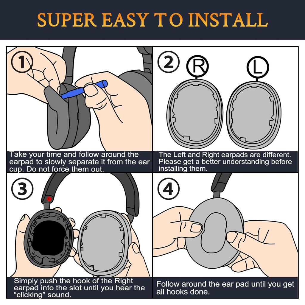 SOULWIT Sheepskin Ear Pads for Sony WH-1000XM5 (WH1000XM5) Headset, Replacement Noise-Isolating Ear Cushions, Thick Headphone Pads, Bright Blue
