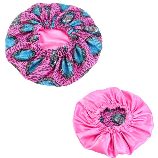 Bonnet Cap Floral Print African Style Satin Polyester Comfortable Hair Care Hat for Daily Wear
