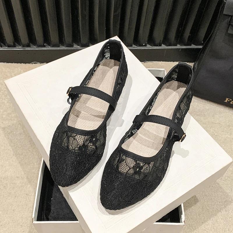 Fashion 2024 New Women Flats Shoes Summer Ballet Flats Fashion Bow Women Shoes Slip On Sweet Hollow Flat Shoes Female Zapatos De Mujer